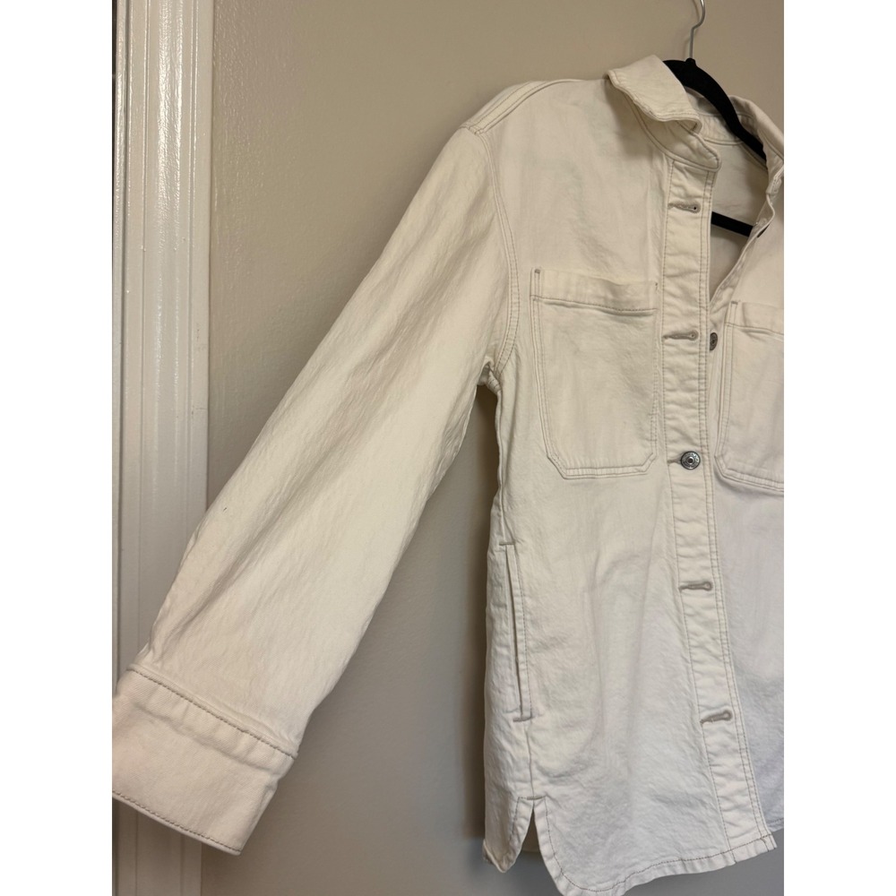 Abercrombie & Fitch Cream Denim Shirt Jacket Shacket Off-White XS - Picture 2 of 9